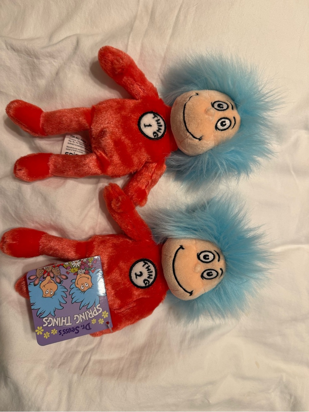 Dr. Seuss Red Thing 1 & Thing 2 Plush Dolls with Blue Hair